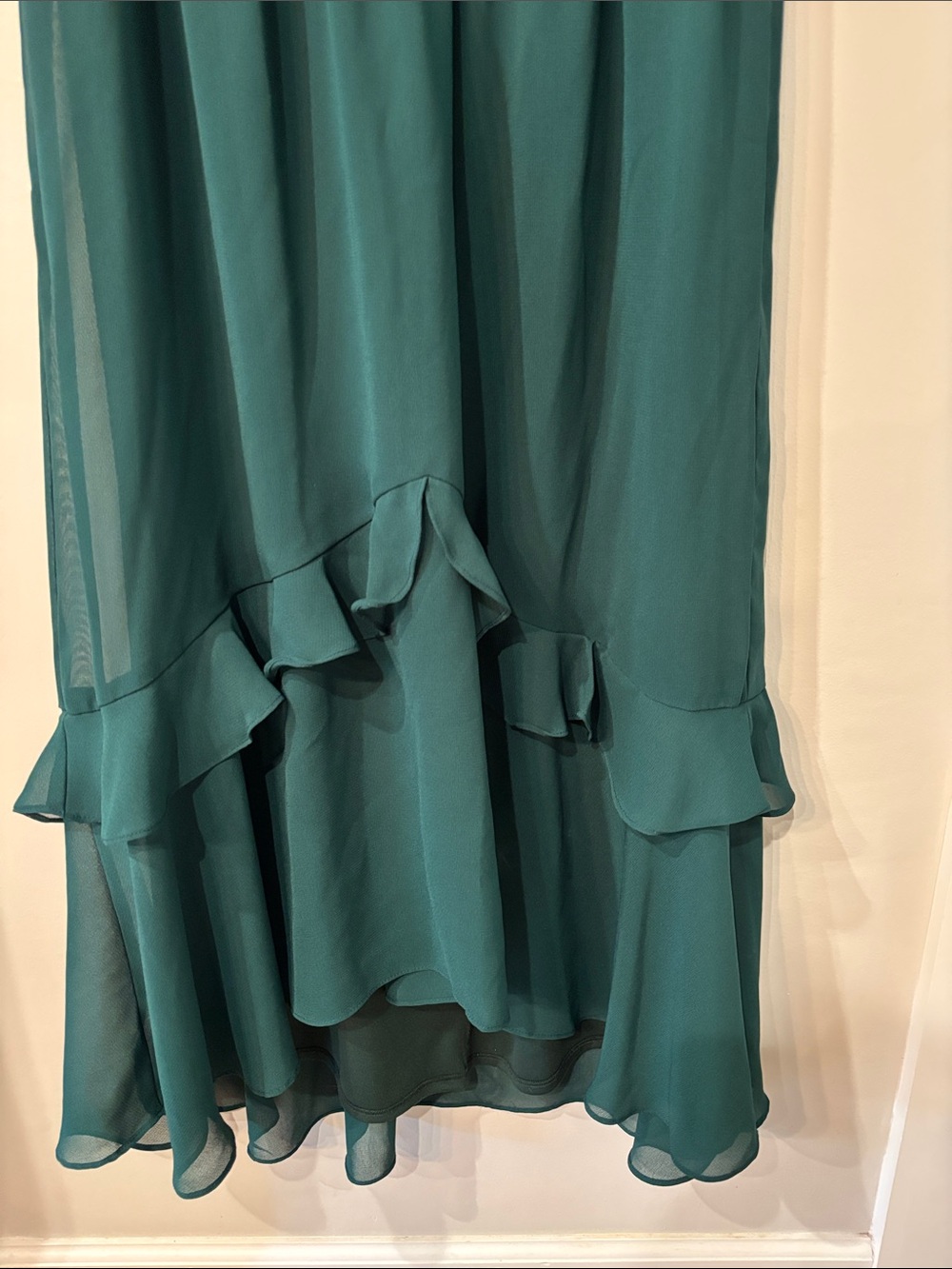 Emerald Green Ruffle High-Low Dress - Picture 6 of 6